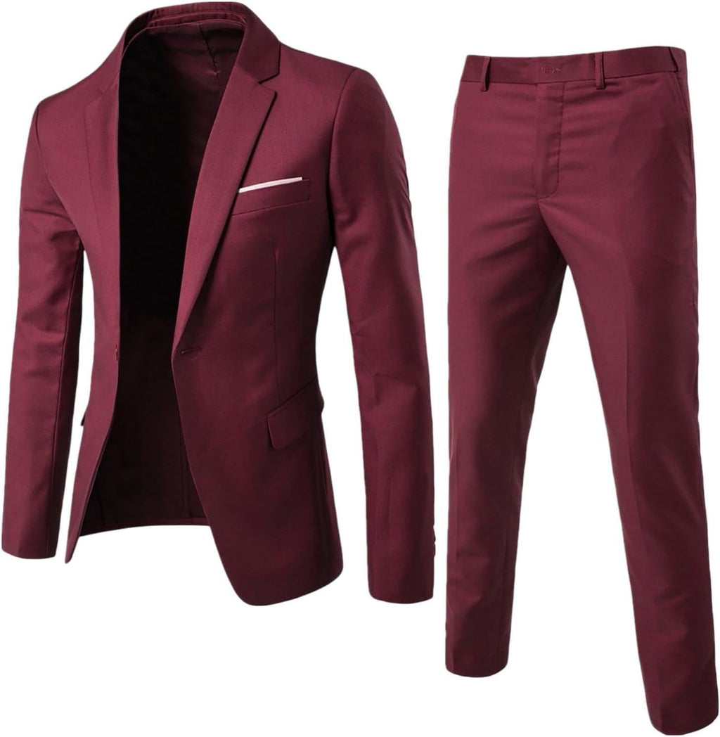 herr 2-delat kostymset slim fit med fallande en-knapp-drömare/brudgum kavaj och byxor för bröllop fest och affärer