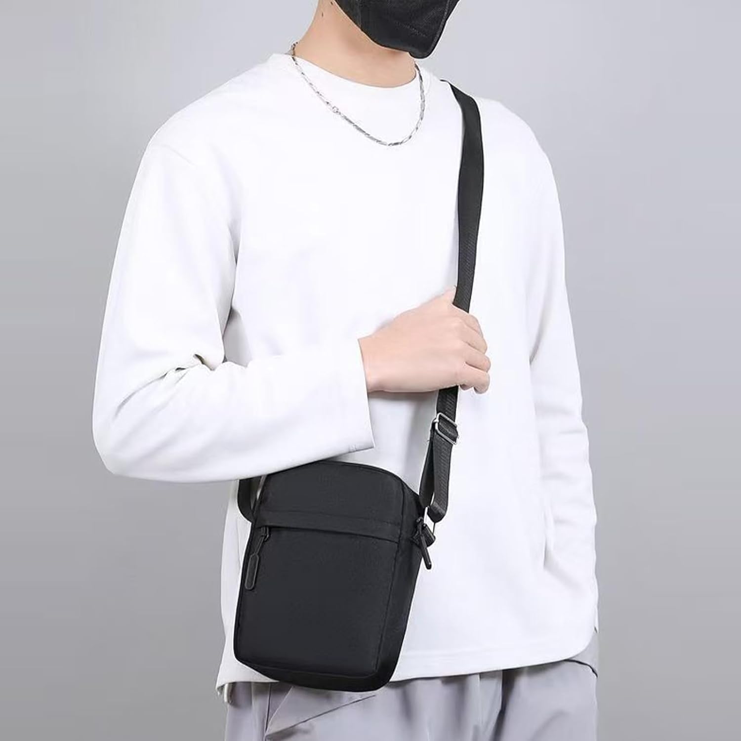 Aucuu Axelväska för män, Oxford Crossbody väska, vattentät liten sidoväska för män, ledig handväska, messengerväska med dragkedja och justerbar rem, lätt bröstväska för daglig användning, arbete