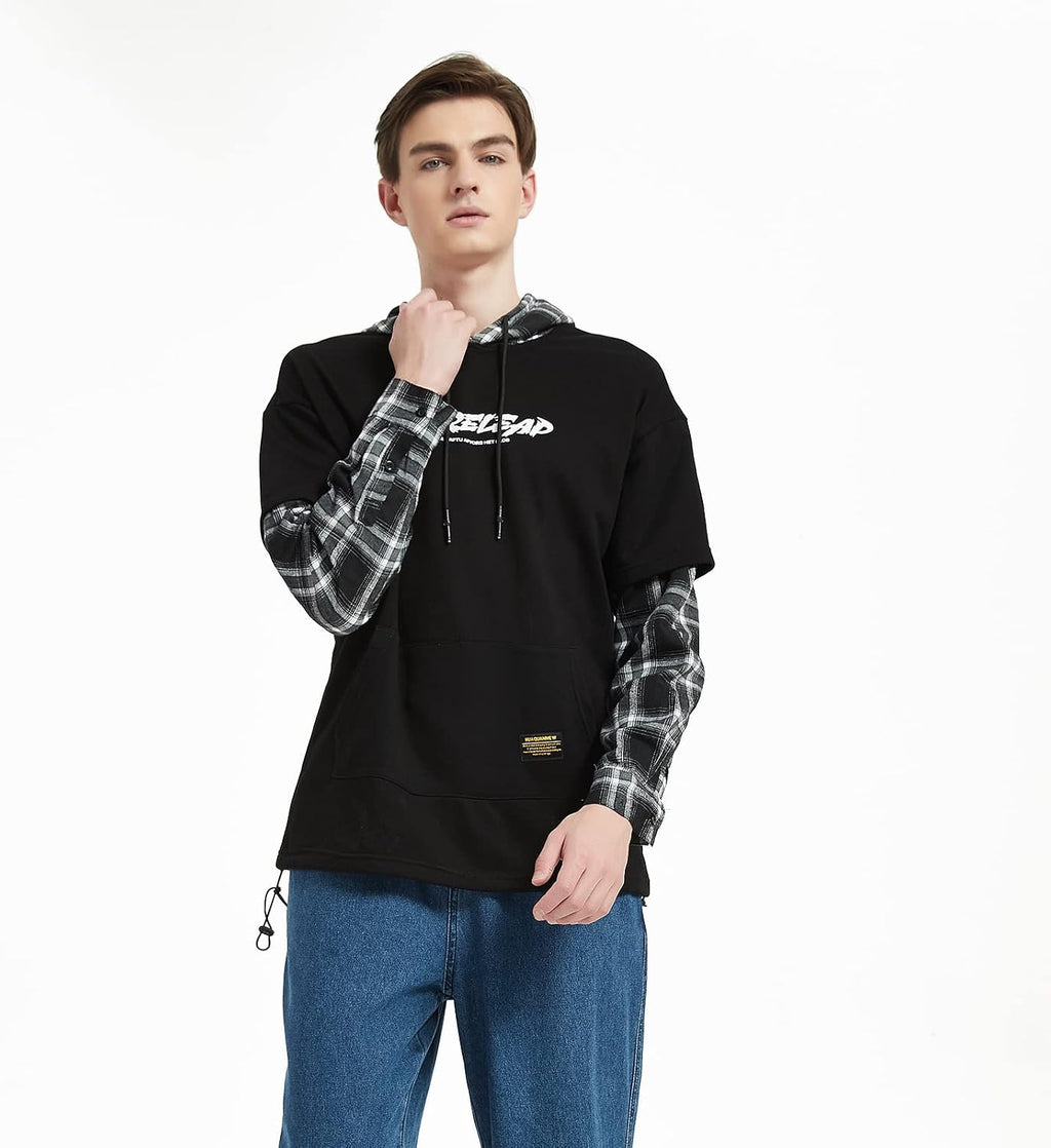 GURUNVANI Lappteknik huvtröjor herr bokstavstryck streetwear huvtröja herr sweatshirt