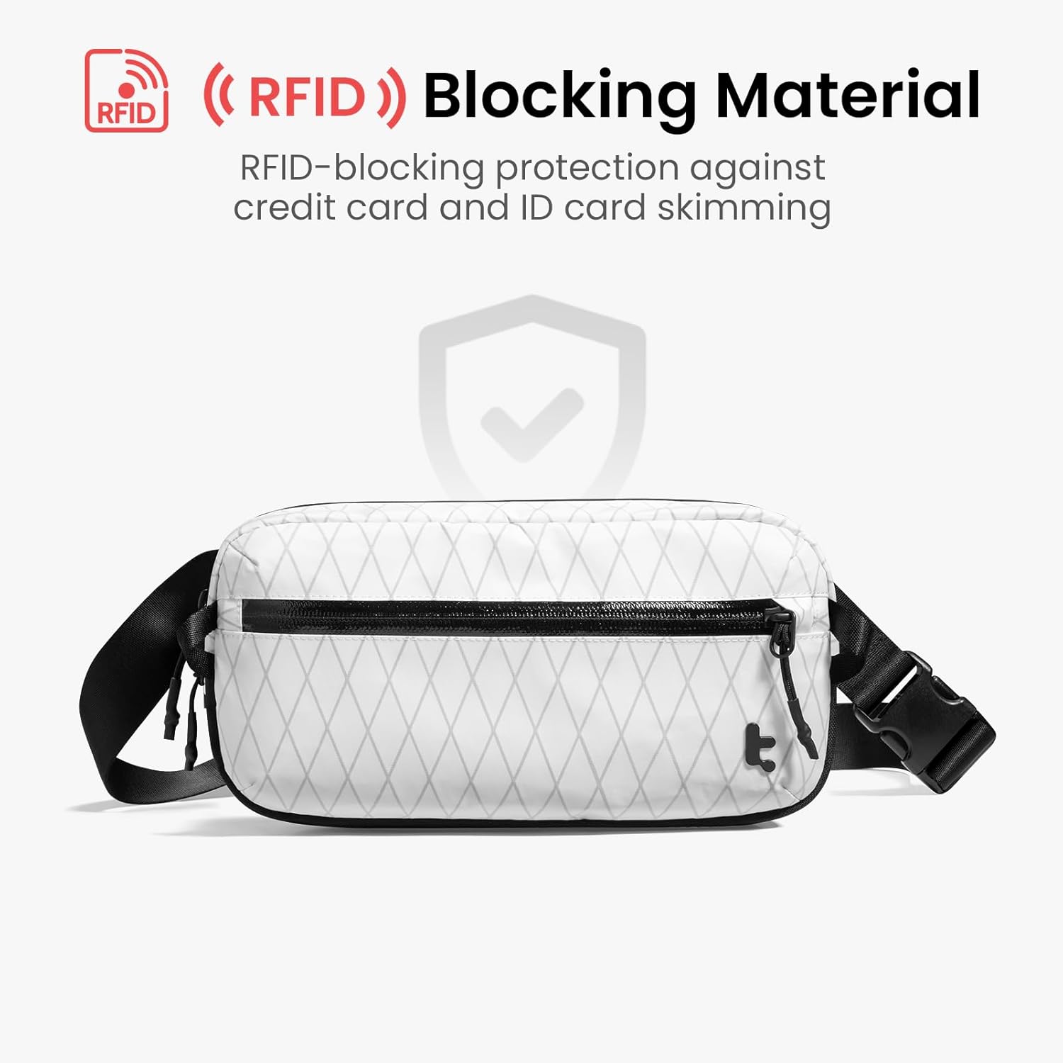 tomtoc 1,5 l crossbody väska med RFID-skydd, liten unisex axelremsväska, sling bag, lätt, vattentät sling bag, för utomhusresor, svart