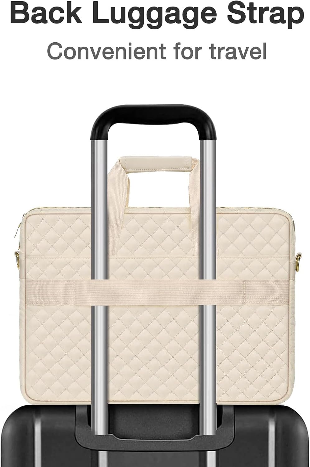 MOSISO Laptopväska, laptopväska, axelväska, dam, portfölj, handväska, kvadratisk quiltad laptopväska, axelväska, kontor, resor, affärer med 3 fickor och remmar