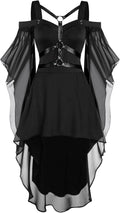 kostym halloween cocktailklänningar för kvinnor plus size mode gotisk midi-klänning croset lång utsvängd ärm fest A-linje medeltida korsetter för