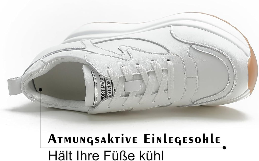AONEGOLD Plattformssneakers med hög dold häl, kilsneakers, läderöverdel, mode snörningar, ökar 10 cm