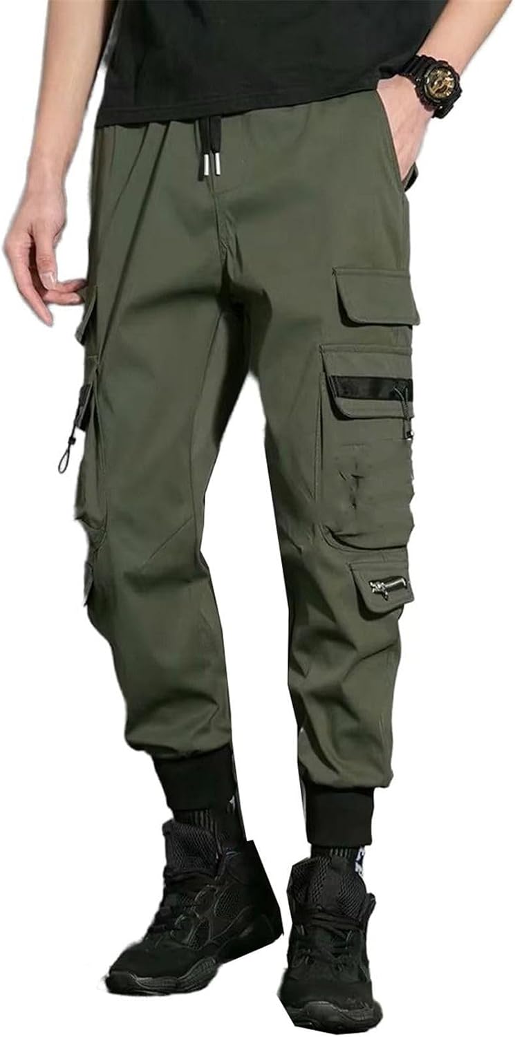 MORISTE Herr avslappnad passform lastbyxor, hiphop streetwear andningsbara bruksbyxor