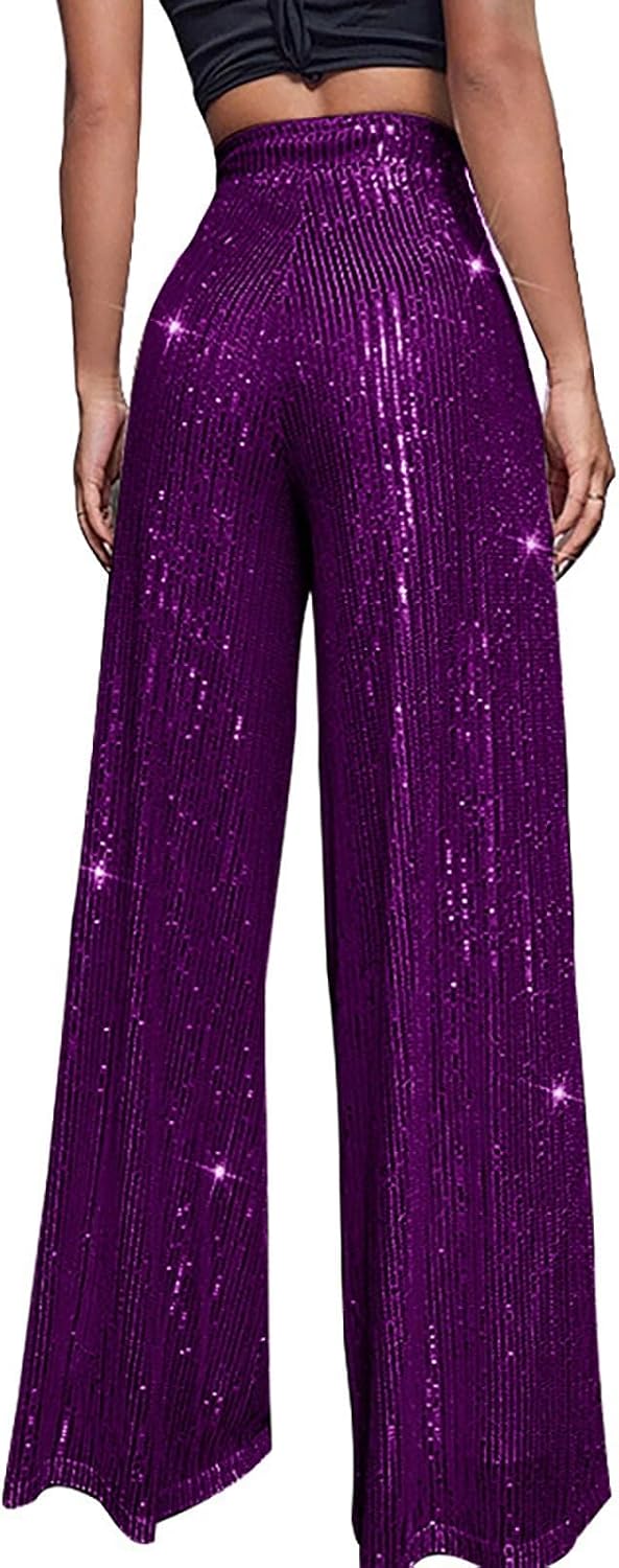 Glitterbyxor, dam, långa guld – paljettbyxor, dam, silver, paljetter, byxor, långa palazzobyxor, glänsande byxor, hög midja, joggingbyxor, långa yogabyxor, karneval, kostym 2025, nyårsafton, outfit,