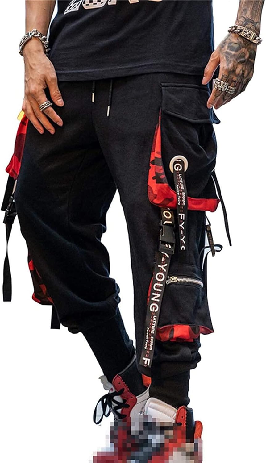 Hello MrLin Herr Techwear Byxor Hip Hop Jogger Cargo Baggy Streetwear Punk Byxor Män