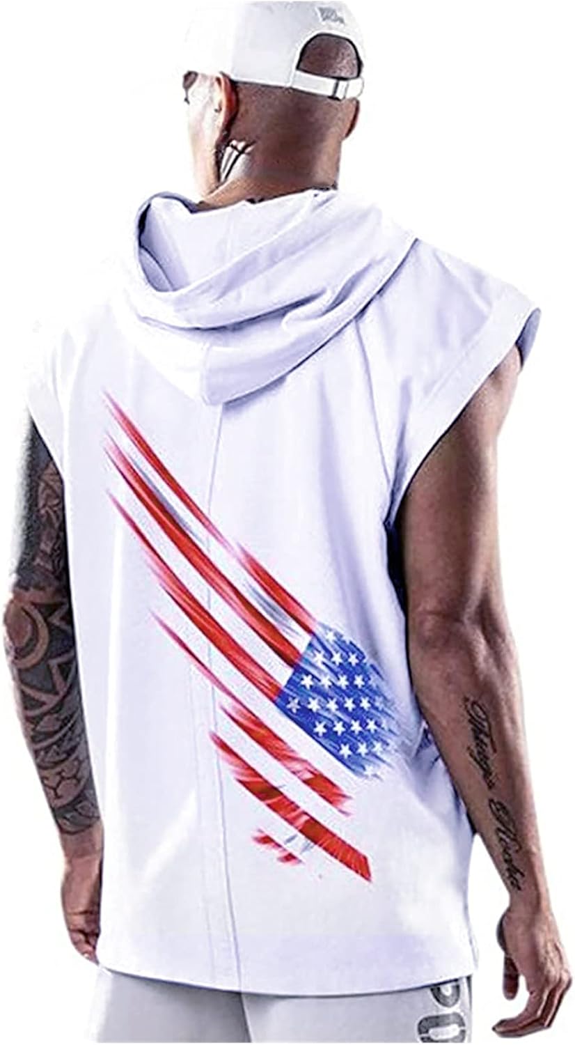 Mäns tanktopp träning ärmlös huvtröja sport fitness muskelskjorta gym huva tröja utan fickor enfärgad huvtröja lös fritid tankskjorta med huva mode remmar work out toppar topp