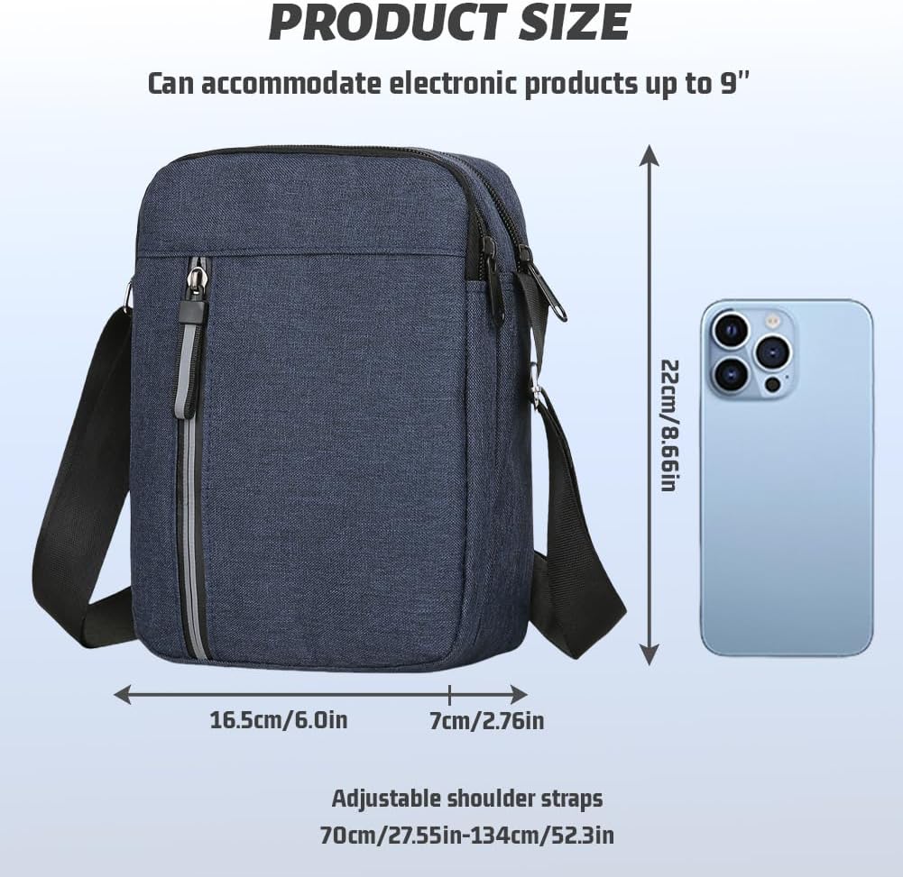 Aucuu Axelväska för män, Oxford Crossbody väska, vattentät liten sidoväska för män, ledig handväska, messengerväska med dragkedja och justerbar rem, lätt bröstväska för daglig användning, arbete