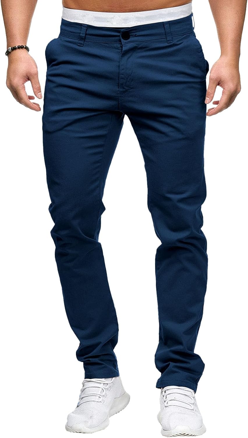 Herrbyxor med slim fit, chinos och stretch framtill, lätta affärsbyxor, vardagliga kontorsbyxor