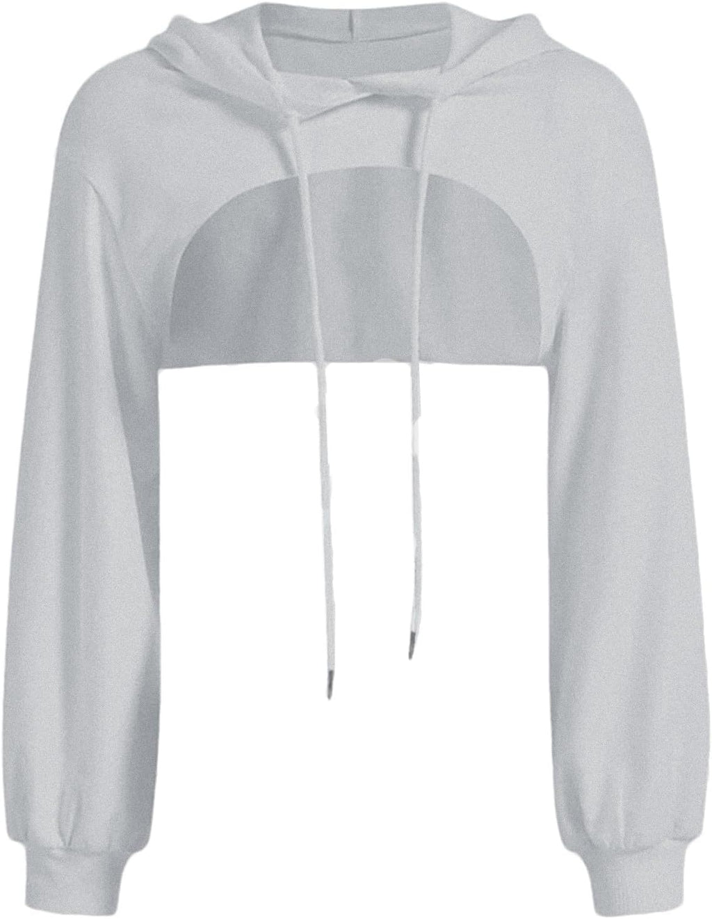Generisk huvtröja för kvinnor, crop huvtröja, pullover, mycket korta tröjor, långärmad tröja, rund krage, cut outs, tröjor med huva, sport, streetwear, tröjor, huva, blus, toppar, cropped huvtröjor