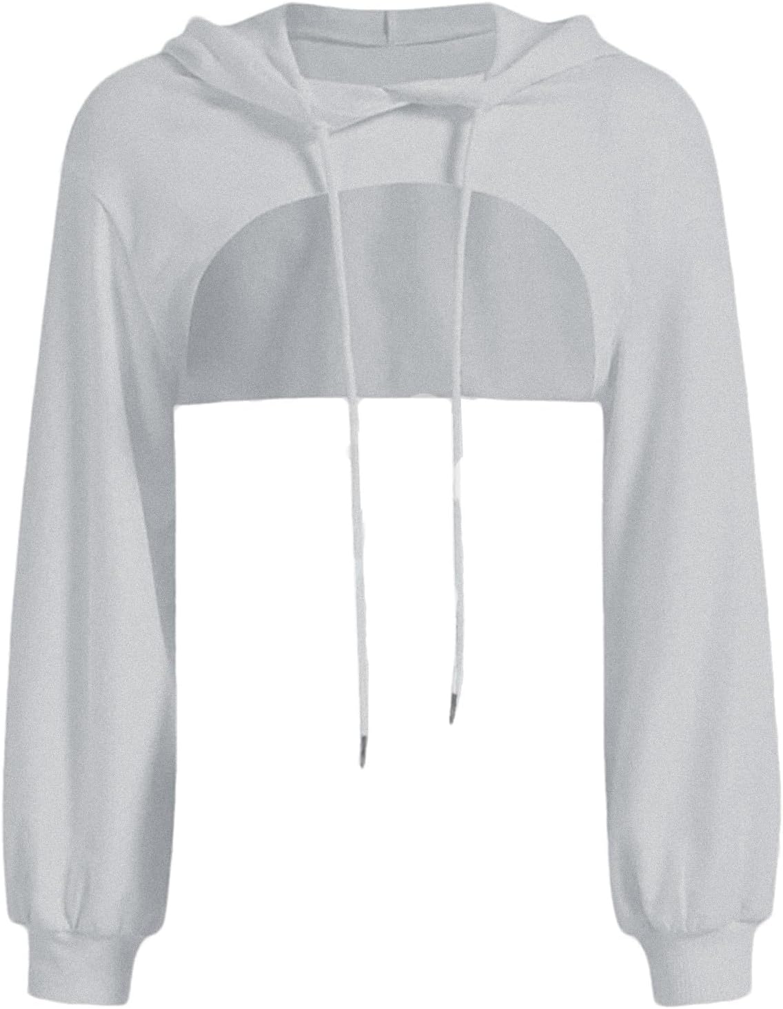 Generisk huvtröja för kvinnor, crop huvtröja, pullover, mycket korta tröjor, långärmad tröja, rund krage, cut outs, tröjor med huva, sport, streetwear, tröjor, huva, blus, toppar, cropped huvtröjor