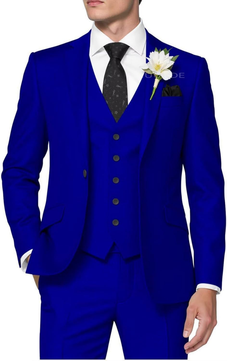 Herr 3-delad solida kostymer bröllop brudgum 2-knapps kavajslag blazer väst & byxor set vardaglig bal outfit för affärsmän