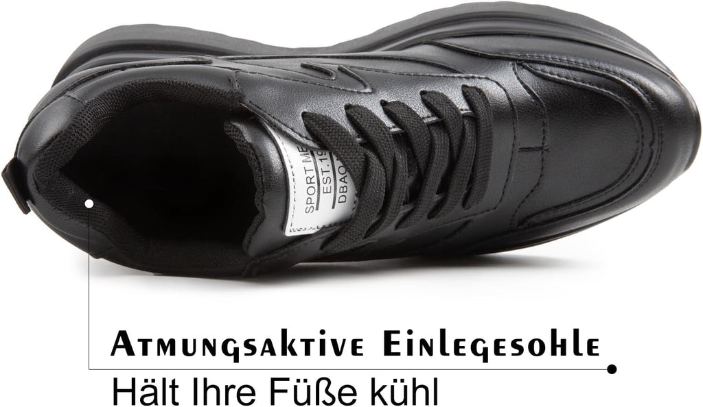 AONEGOLD Plattformssneakers med hög dold häl, kilsneakers, läderöverdel, mode snörningar, ökar 10 cm