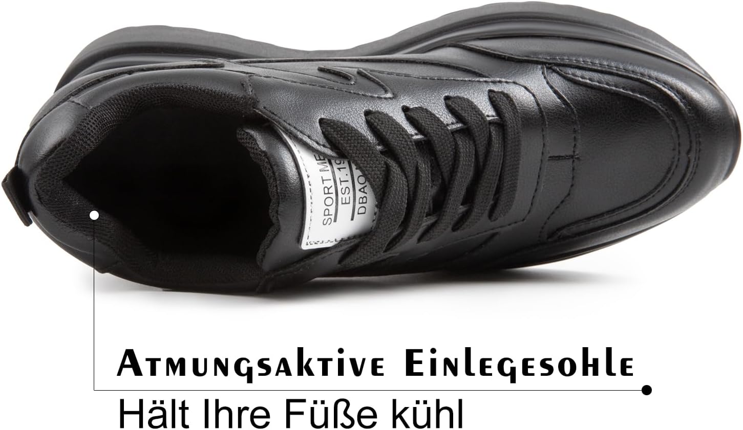 AONEGOLD Plattformssneakers med hög dold häl, kilsneakers, läderöverdel, mode snörningar, ökar 10 cm