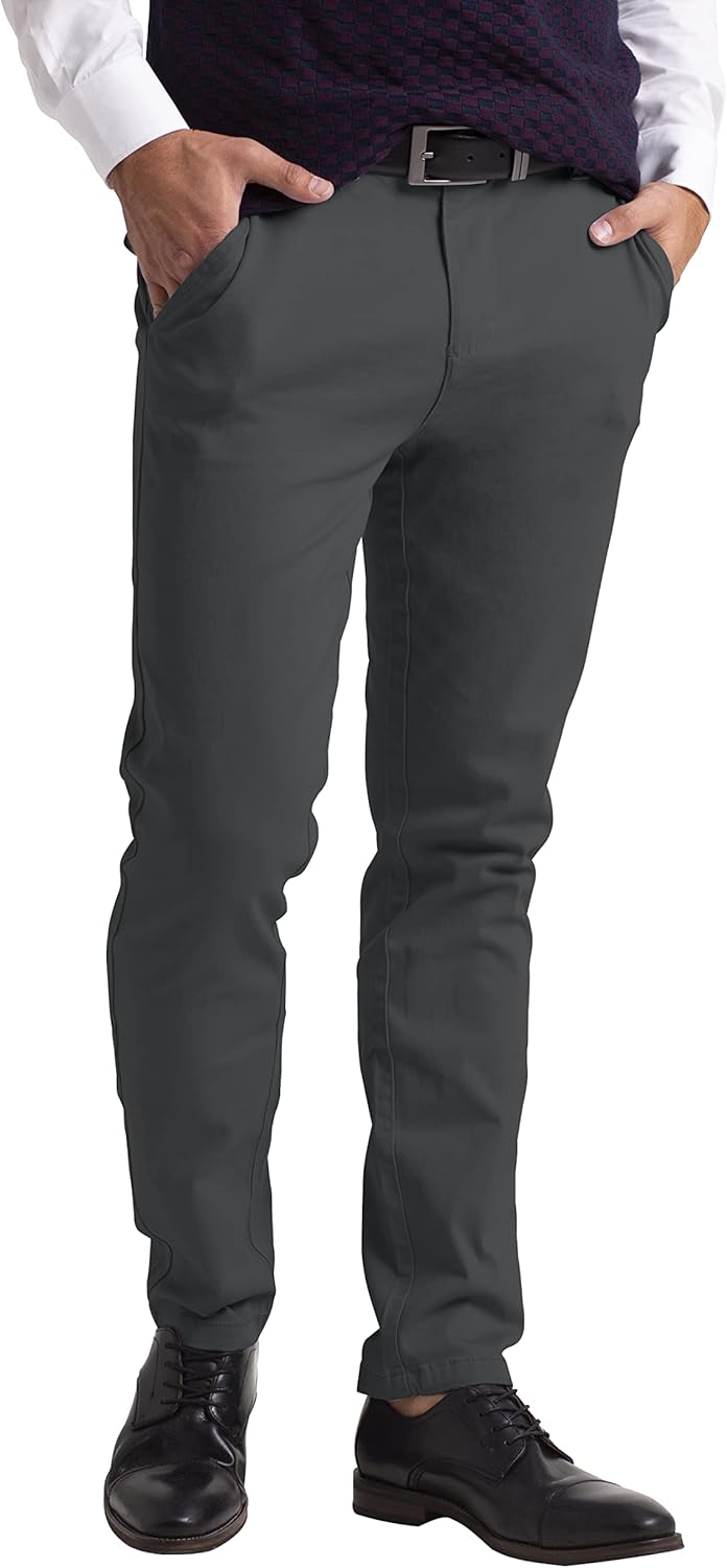 westAce Chino-byxor för män smal passform stretch twill vardagsbyxor