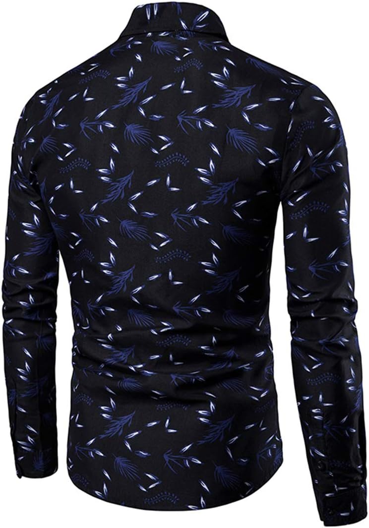 herrens Casual Funky Tryckt Skjorta Fancy Floral Unikt mönster Bomull Regular Fit Långärmade skjortor för Herr Casual Skjortor Långärmad Funky Printed Linen Shirt Button Down Dress Shirt Toppar