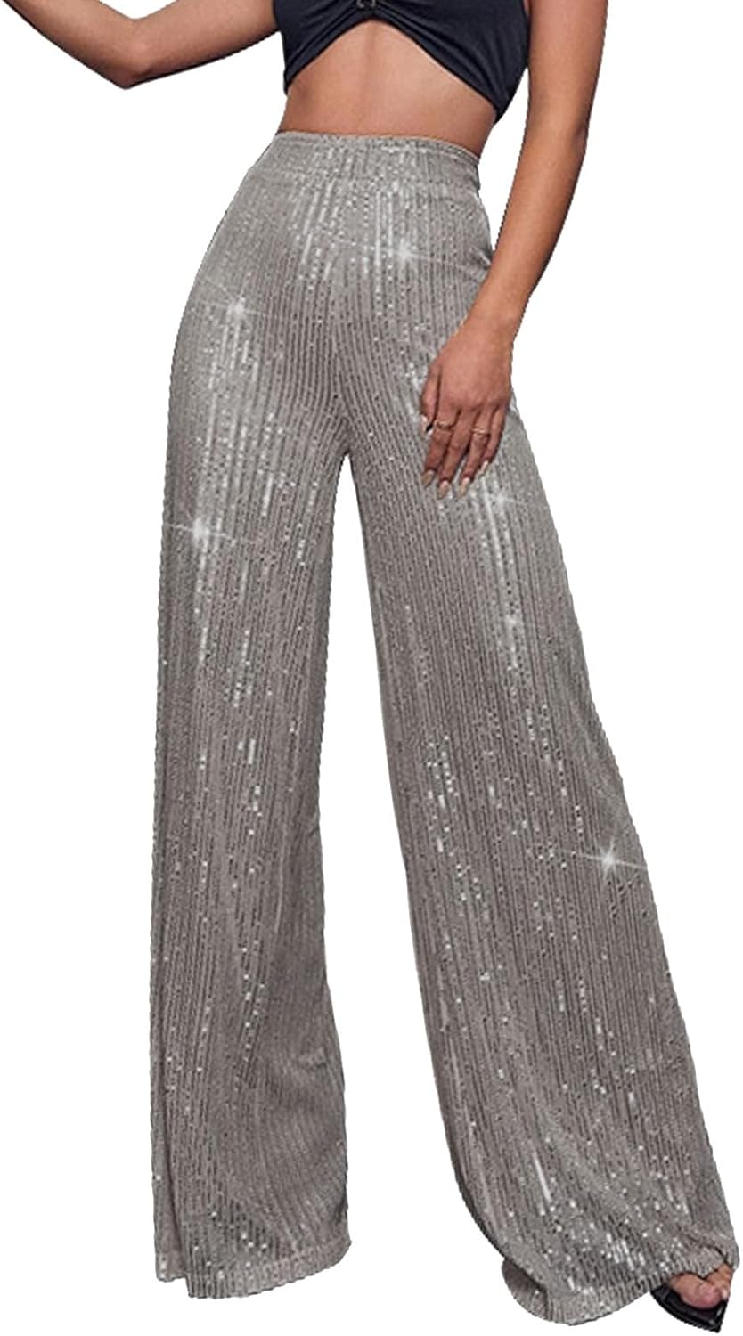Glitterbyxor, dam, långa guld – paljettbyxor, dam, silver, paljetter, byxor, långa palazzobyxor, glänsande byxor, hög midja, joggingbyxor, långa yogabyxor, karneval, kostym 2025, nyårsafton, outfit,