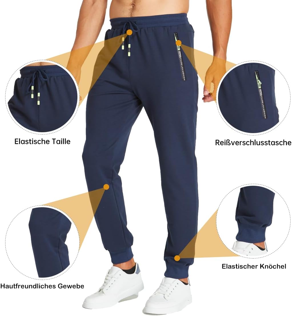 Z0XOZ Joggingbyxor för Män Elastisk Midja bälte Bomull med Dragkedja Fickor träningsbyxor