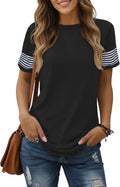Cuptacc T-shirt, dam, elegant färgmatchning, raglan, kortärmad t-shirt, damer, randig, ledig tunika, lös, rund hals toppar