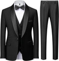 Herrar 3 stycken kostym slim fit en knapp halsduk revers för bröllop bal kavaj väst byxor set
