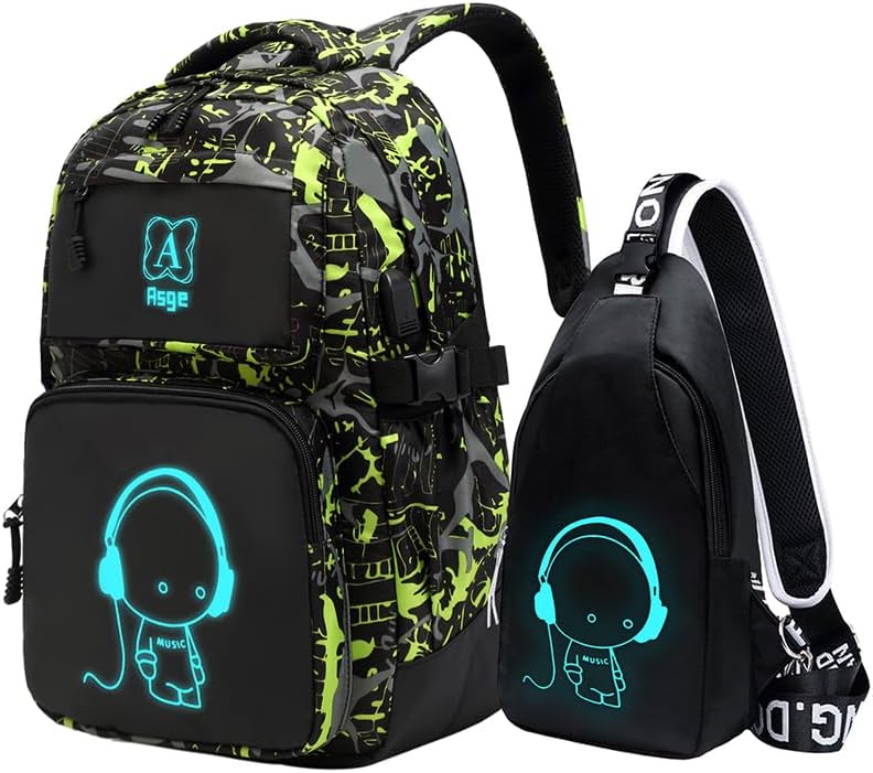 Asge unisex - vuxen Ryggsäck skolryggsäck set (2-pack)
