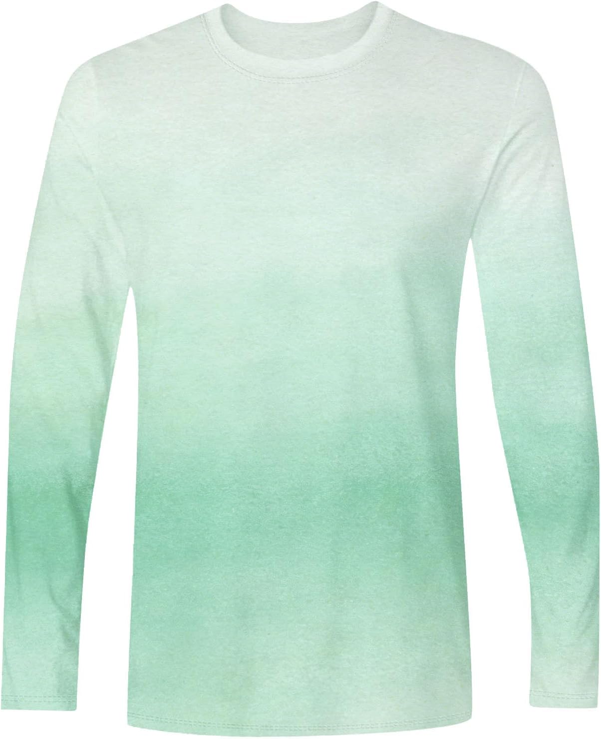 Herr långärmad t-shirt tonad färg rund hals lätt vardaglig pullover topp