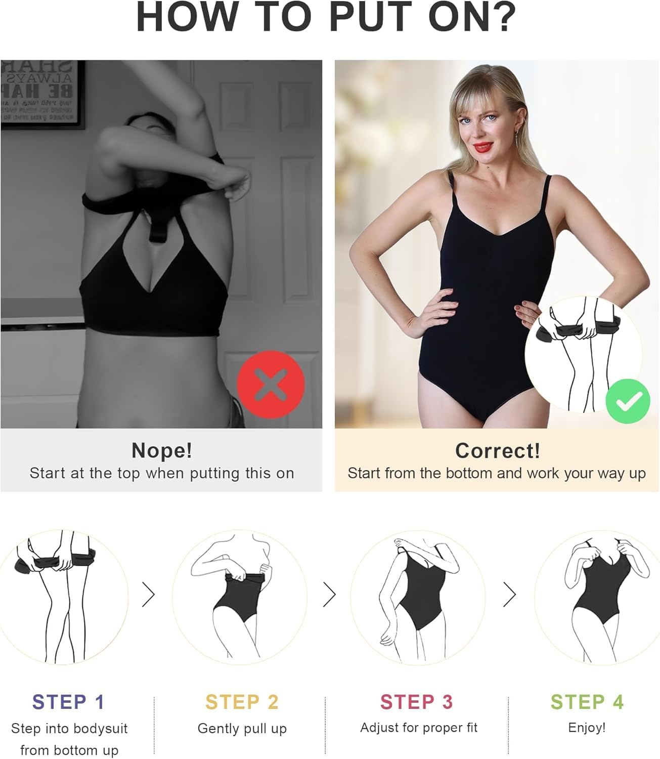 SHAPERX Women Sculpting Bodysuit Tummy Control Shapewear Seamless Body Shaper Thong Adjustable Straps