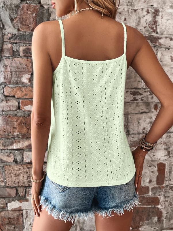 Haibang Chic och elegant sommarlinne dam camisole spets ärmlös spaghettiband topp sexig lös tröja ögla broderi camisole mode casual tanktoppar