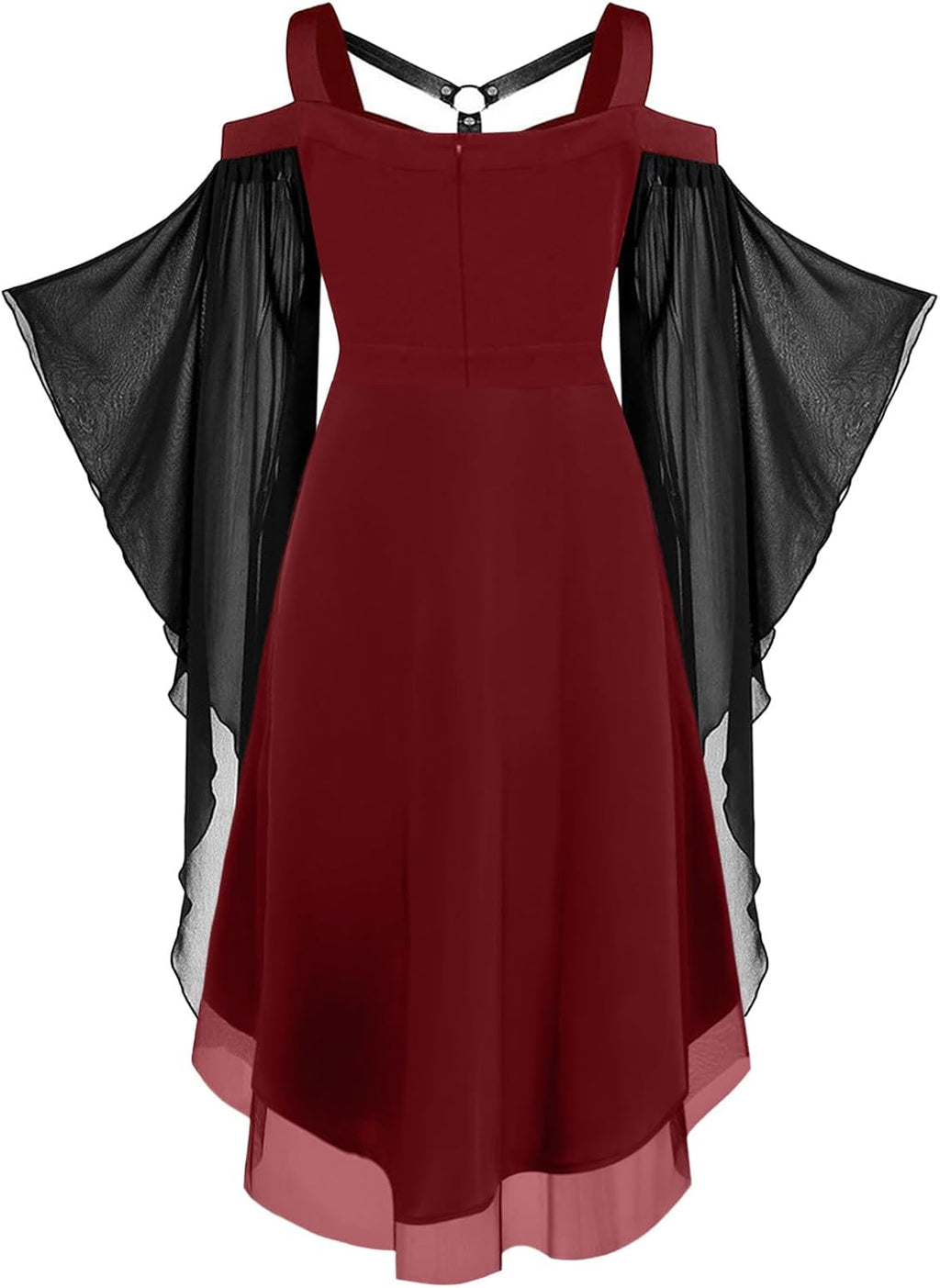 kostym halloween cocktailklänningar för kvinnor plus size mode gotisk midi-klänning croset lång utsvängd ärm fest A-linje medeltida korsetter för