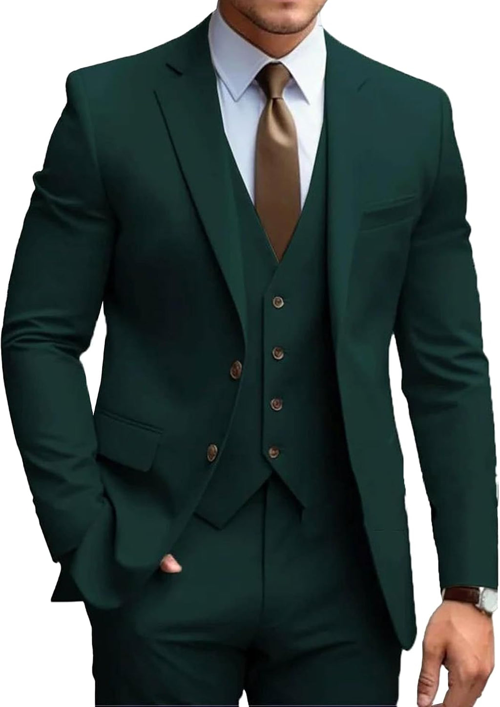 Herr 3-delad solida kostymer bröllop brudgum 2-knapps kavajslag blazer väst & byxor set vardaglig bal outfit för affärsmän