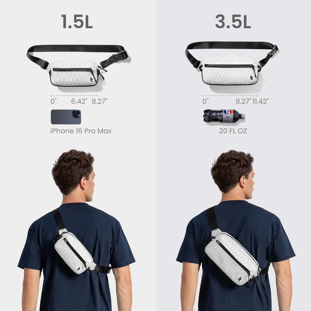 tomtoc 1,5 l crossbody väska med RFID-skydd, liten unisex axelremsväska, sling bag, lätt, vattentät sling bag, för utomhusresor, svart