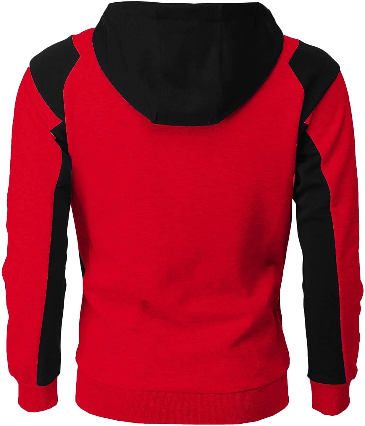 Generisk huvtröja med dragkedja för män, huvtröja med dragsko och fickor pullover tvåfärgad lapptäcke huvtröjor ledig hip hop sweatjacka slim fit andningsaktiv tröja cake casual mångsidig topp