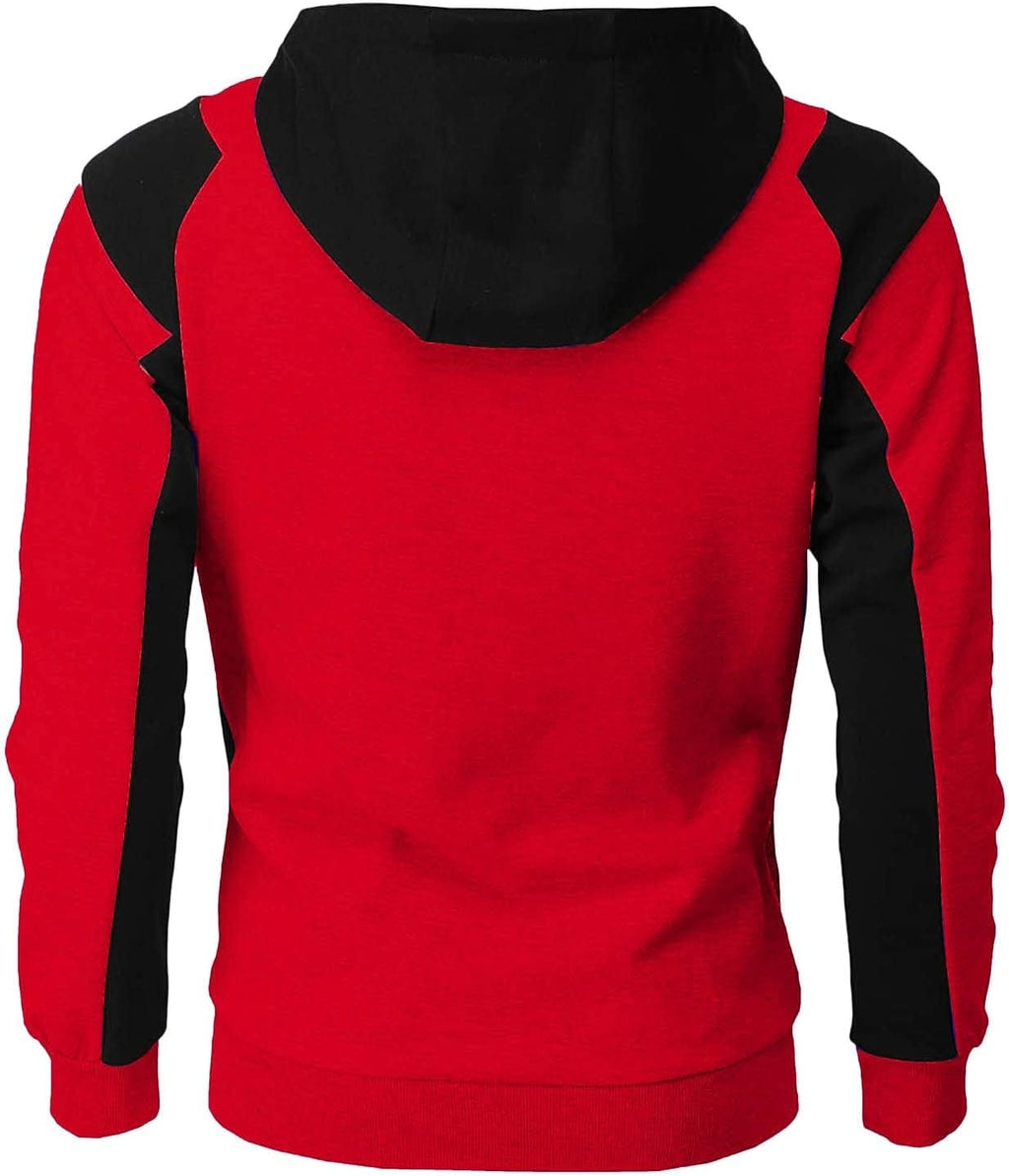 Generisk huvtröja med dragkedja för män, huvtröja med dragsko och fickor pullover tvåfärgad lapptäcke huvtröjor ledig hip hop sweatjacka slim fit andningsaktiv tröja cake casual mångsidig topp