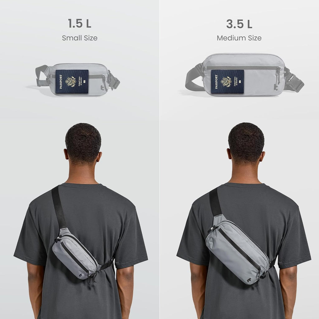 tomtoc 1,5 l crossbody väska med RFID-skydd, liten unisex axelremsväska, sling bag, lätt, vattentät sling bag, för utomhusresor, svart