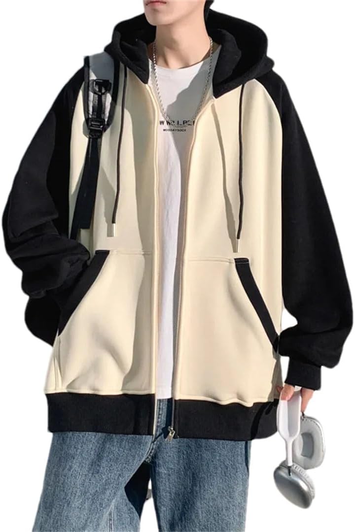 Pohullan Huvtröja kappa män vår höst dragkedja huvtröjor solid hiphop bomull cardigan jacka tröja