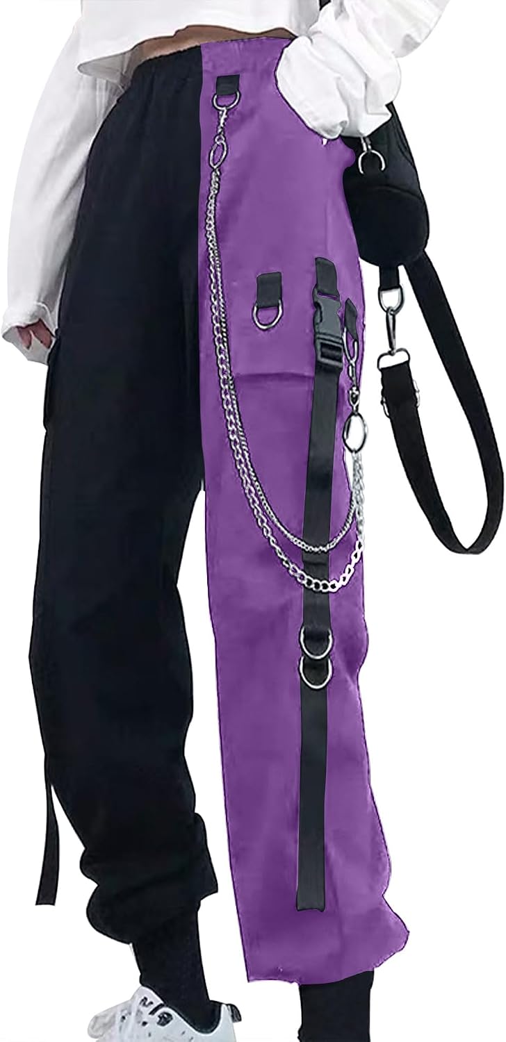 Cargobyxor dam med byxkedja gotiska kläder dam goth punk Y2k techwear byxor