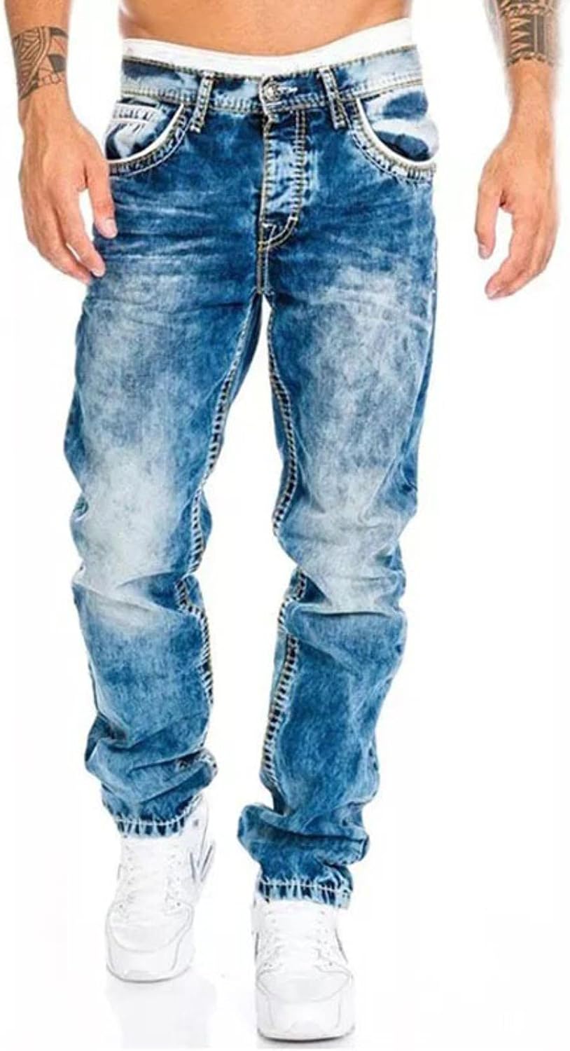 HANFBIO Mode klassisk herr premium lösa vida ben byxor business casual herrbyxor herr raka jeans