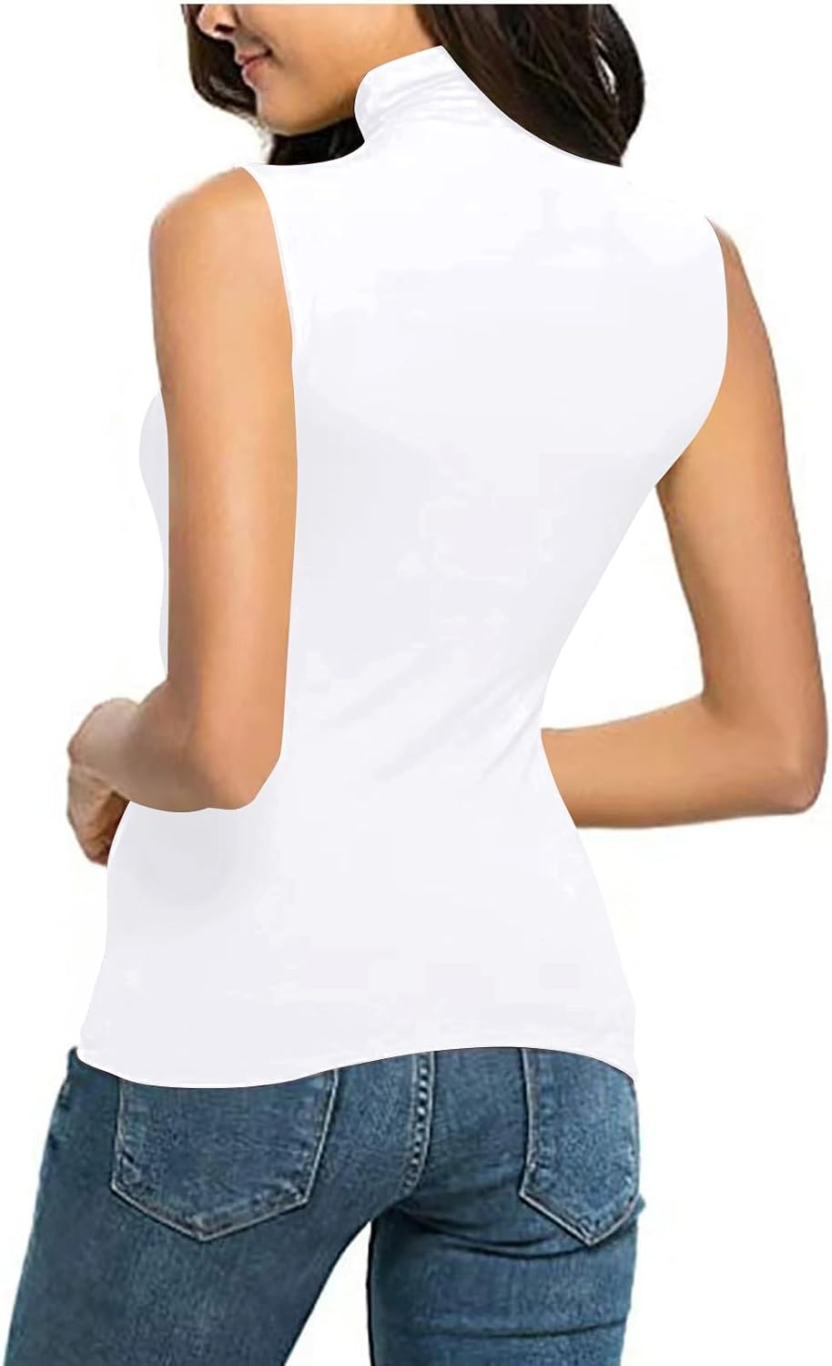 T-shirt dam polokrage - chic och elegant linne för kvinnor smal passform bekväm ärmlös t-shirt enfärgad ledig flytande topp andningsbar lätt topp