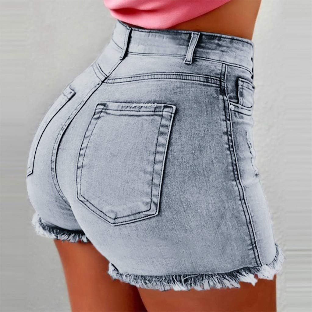 Korta byxor dam jeans – hög midja jeans för kvinnor stretch bekväma sommarjeans stretch denim hot pants regular fit tygbyxor fritidsbyxor casual jeans sweatpants superstretch jeans shorts