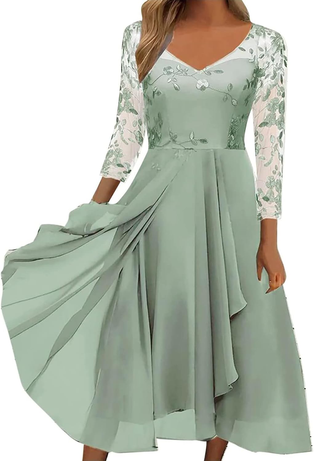 Sommarklänning dam, aftonklänningar, lång klänning, elegant chiffong, spets, swing, cocktailklänning, ledig, festliga klänningar för kvinnor, för bröllopsgäst, brudtärneklänningar, festklänning