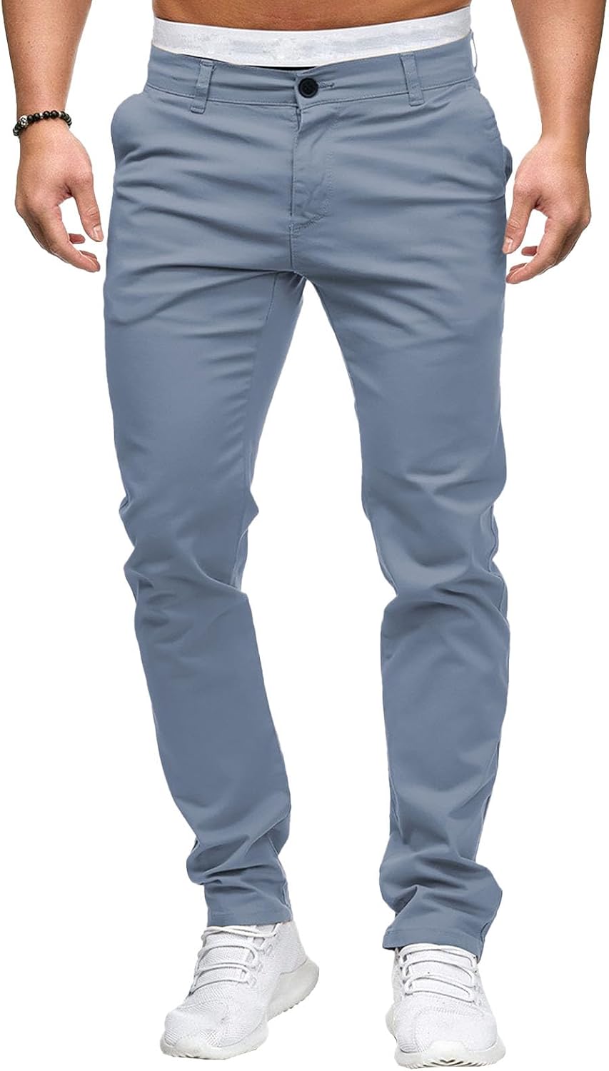 Herrbyxor med slim fit, chinos och stretch framtill, lätta affärsbyxor, vardagliga kontorsbyxor