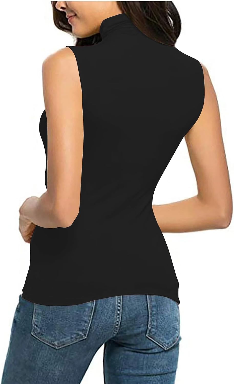 T-shirt dam polokrage - chic och elegant linne för kvinnor smal passform bekväm ärmlös t-shirt enfärgad ledig flytande topp andningsbar lätt topp