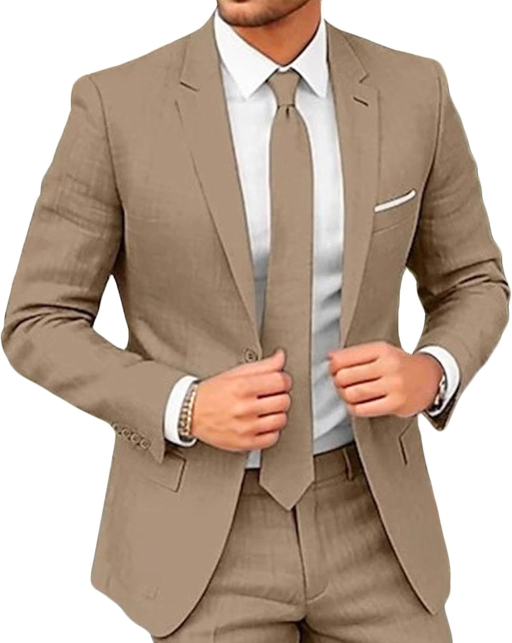 Herr Classic Fit bröllop formella set 2-delad kostym, solid jacka och byxor set för män bal fest & affärer