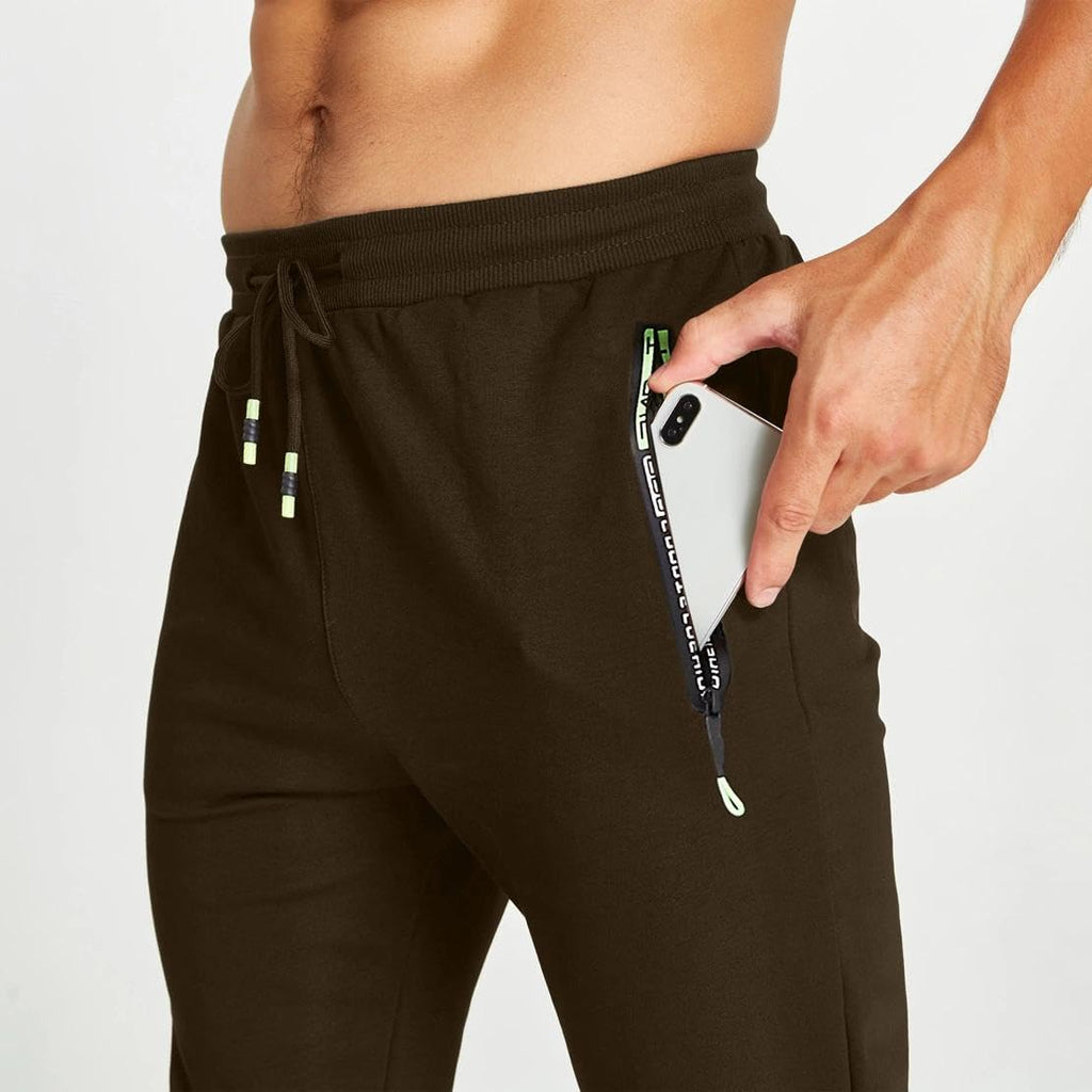 Z0XOZ Joggingbyxor för Män Elastisk Midja bälte Bomull med Dragkedja Fickor träningsbyxor