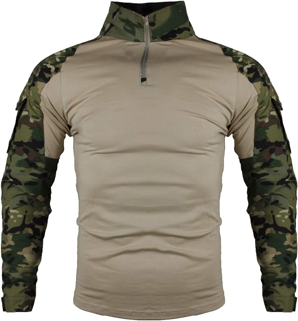 Tactical Combat T-shirt för män, Ripstop andningsbar tröja för jakt Military Airsoft