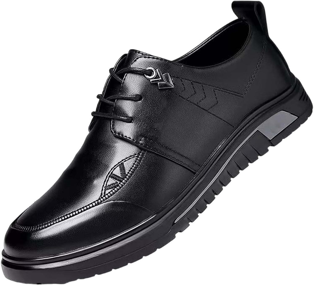 Herr smart casual snörning läder Oxfords moderna finskor lätta affärer fritid skor för vardagskläder, Svart, 38 EU