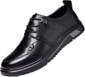 Herr smart casual snörning läder Oxfords moderna finskor lätta affärer fritid skor för vardagskläder, Svart, 38 EU