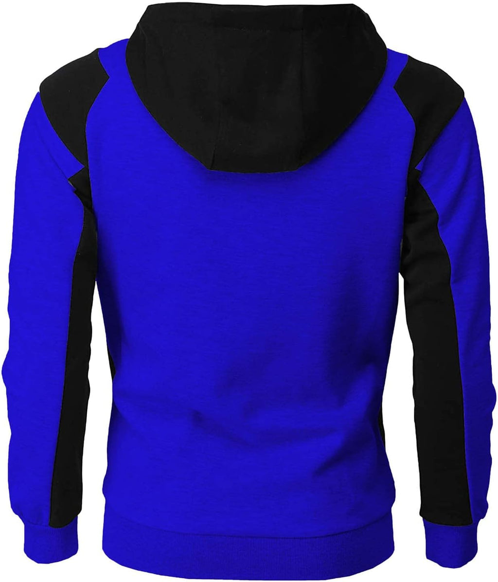 Generisk huvtröja med dragkedja för män, huvtröja med dragsko och fickor pullover tvåfärgad lapptäcke huvtröjor ledig hip hop sweatjacka slim fit andningsaktiv tröja cake casual mångsidig topp