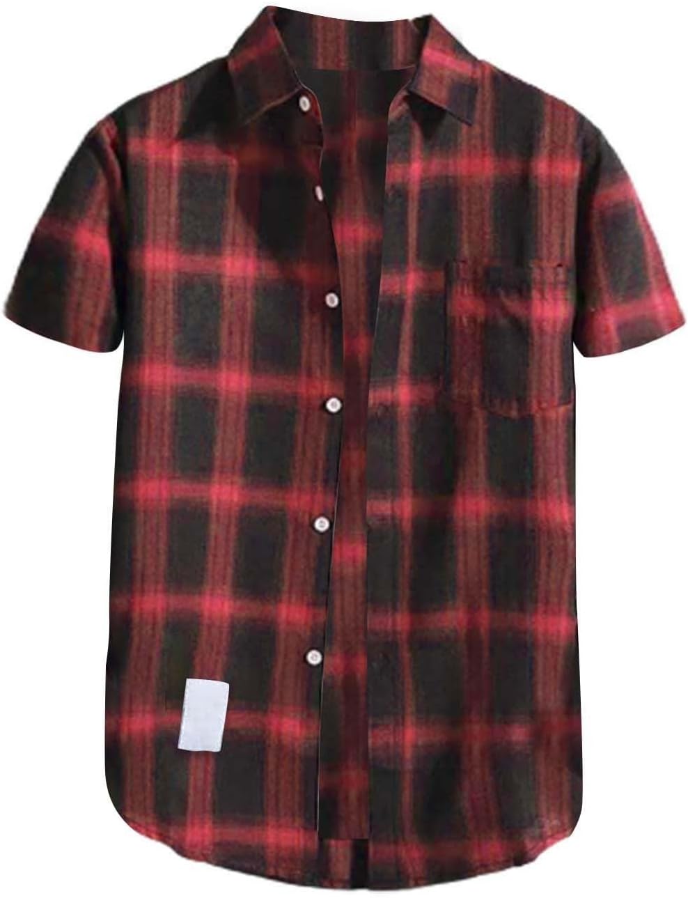 rutig skjorta herr kortärmad tippning krage lös passform t-shirt med ficka icke-järn button-down rutiga skjortor lätta och bekväma klassiska herrtoppar för vardaglig användning