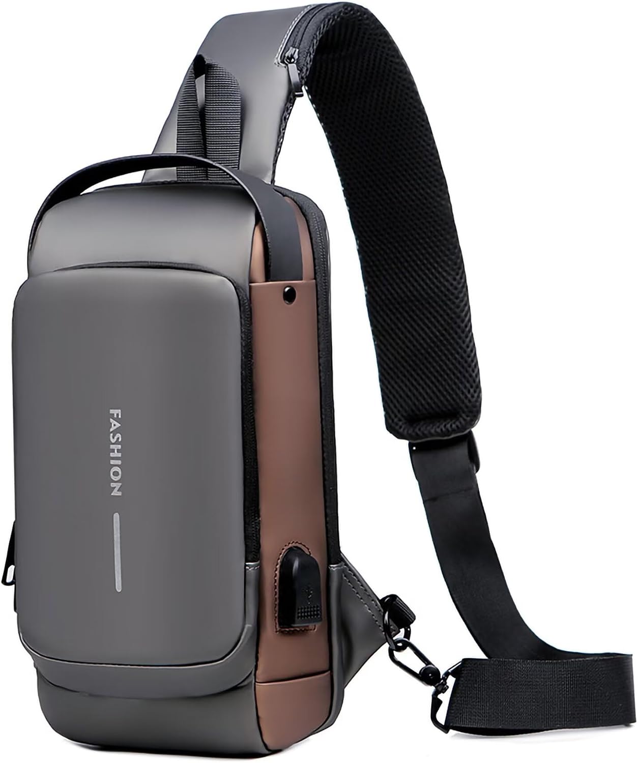 Axelväskor för män och kvinnor, vattentät bröstväska med USB-laddningsport stöldskydd lösenordslås crossbody ryggsäck liten flex axelväska för vandring cykling löpning resor